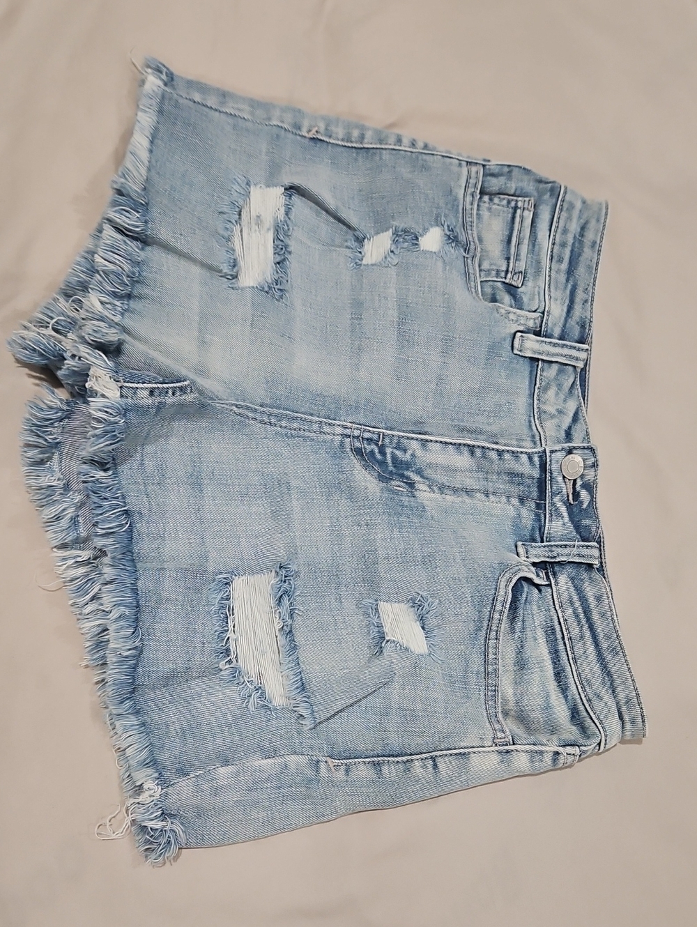 Light Blue Distressed Denim Shorts